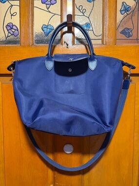 Longchamp Navy Nylon Tote with Detachable Strap